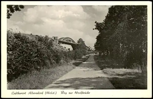 Ansichtskarte Albersdorf (Holstein) Ortsansicht Weg zur Hochbrücke 1955