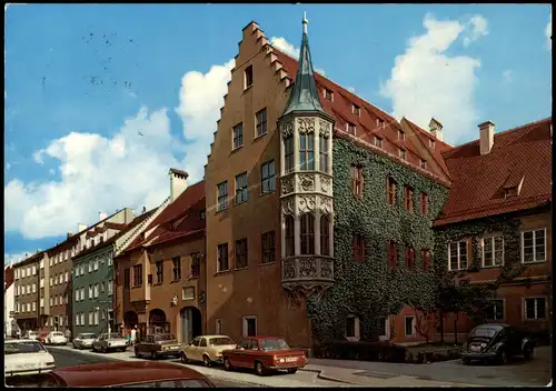 Ansichtskarte Augsburg Autos (u.a. BMW, Opel) vor der Fuggerei 1978