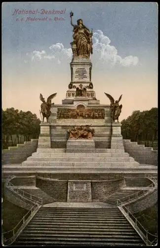 Ansichtskarte Rüdesheim (Rhein) National-Denkmal am Niederwald am Rhein 1910