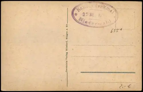 Ansichtskarte Rüdesheim (Rhein) National-Denkmal am Niederwald am Rhein 1910