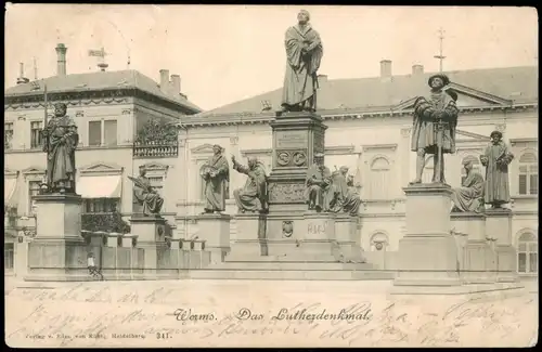 Ansichtskarte Worms Lutherdenkmal Partie am Luther-Denkmal 1898