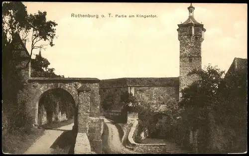 Ansichtskarte Rothenburg ob der Tauber Partie am Klingentor 1910