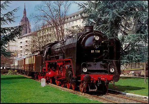 Ansichtskarte Frankfurt am Main Dampflokomotive in den Mainanlagen 1988