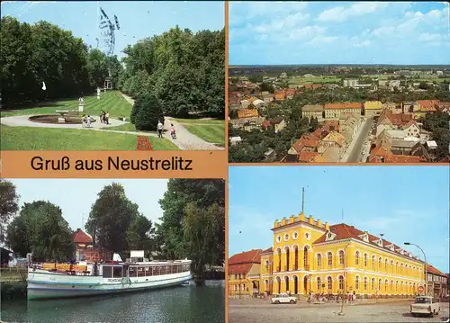 Neustrelitz MS "Freundschaft" an der Anlegestelle, Rathaus 1988