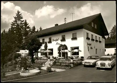 Ansichtskarte Brand (Oberpfalz) Berghof Alm Hotel, Mercedes Benz 1962