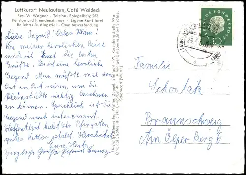 Ansichtskarte Neulautern-Wüstenrot Cafe Waldeck, Fotokarte 1961
