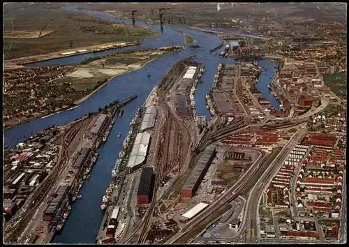 Ansichtskarte Bremen Luftbild Hafen 1983