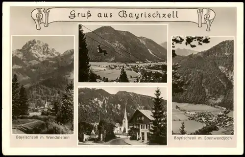 Ansichtskarte Bayrischzell 4 Bild: Stadt, Sessellift 1952
