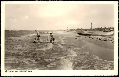 Pommerby-Amt Geltinger Bucht Kinder vor Boot, Leuchtturm - Fotokarte 1960