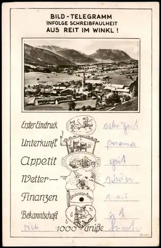 Ansichtskarte Reit im Winkl Stadt - Telegramm AK 1953