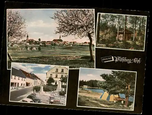 Ansichtskarte Plößberg 4 Bild Stadt, Straße, Zeltplatz 1969