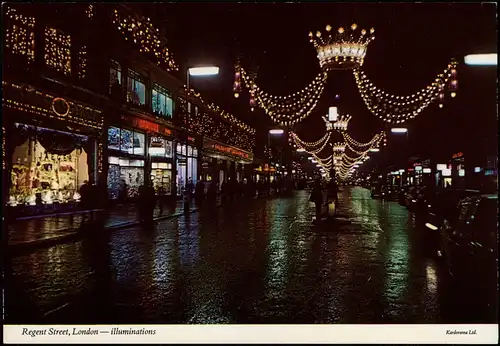 Postcard West End-London Regent Street, London-illuminations 1988