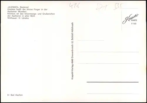 Ansichtskarte Aachen Klenkes Denkmal, Straßen und Geschäfte 1978