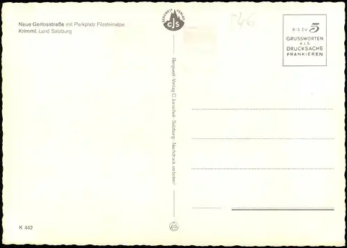 Ansichtskarte Krimml Neue Gerlosstraße mit Parkplatz Filzsteinalpe 1978