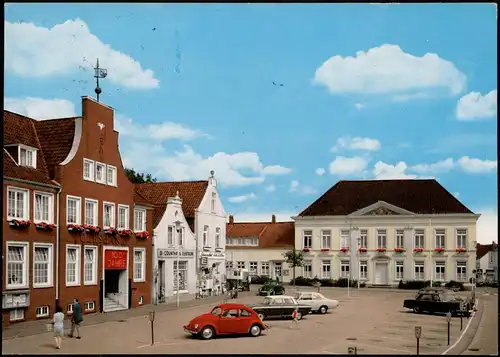 Ansichtskarte Esens Nordsee Marktplatz VW Käfer, Geschäfte 1973
