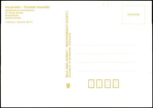 Neustrelitz Gaststätten am Domjüchsee,
Domjüchsee, Bahnhofsstraße 1989