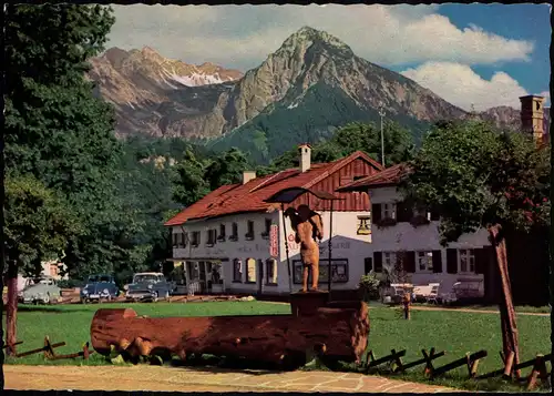 Ansichtskarte Fischen im Allgäu Anger mit Brunnen VW Käfer 1968