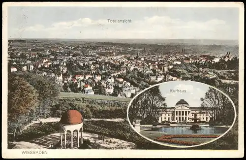 Ansichtskarte Wiesbaden Tempel - Neroberg und Kurhaus - 2 Bild 1928