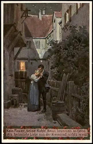 Künstlerkarte Kein Feuer, Keine Kohle kann brennen so heiss 1923