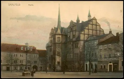 Ansichtskarte Saalfeld (Saale) Markt - Cafe 1911
