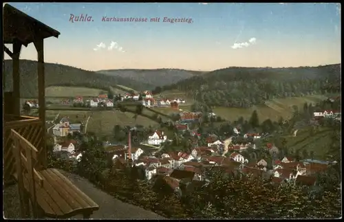 Ansichtskarte Ruhla Kurhausstrasse mit Engestieg. 1912