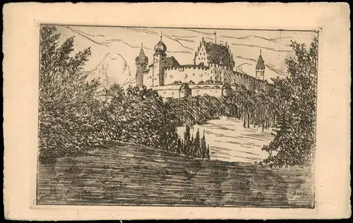 Ansichtskarte Coburg Veste Coburg Handpressen- Kupferdruck 1924