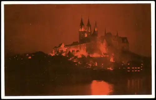 Ansichtskarte Meißen Schloss Albrechtsburg - Burgbeleuchtung. 1936