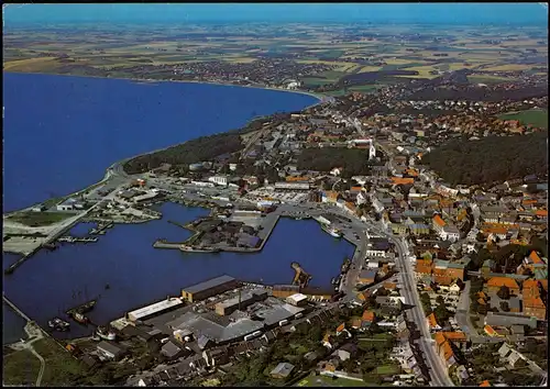Postcard Thisted Luftbild mit Hafen 1980