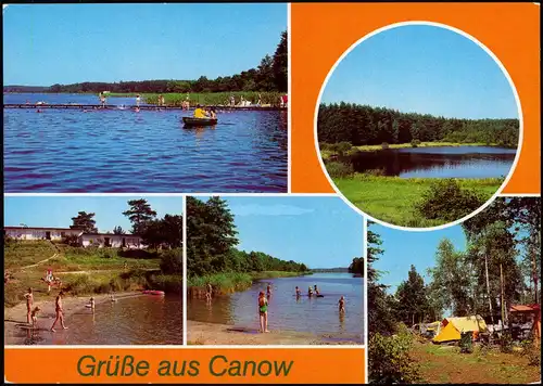 Canow-Wustrow (Mecklenburgische Seenplatte) Mehrbild See und Zeltplatz 1983