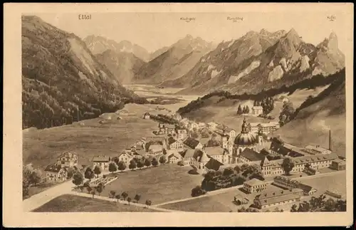 Ansichtskarte Ettal Kloster - Künstlerkarte 1922  Mischfrankatur