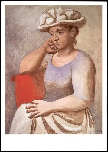 Künstlerkarte: Gemälde PABLO PICASSO Femme au chapeau blanc - 1921 1990