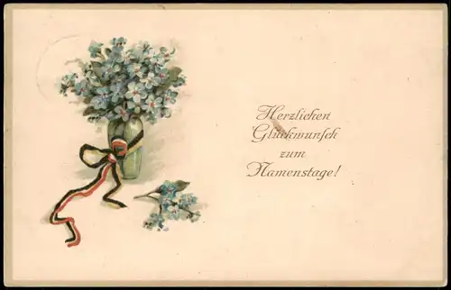 Ansichtskarte  Glückwunsch Geburtstag Birthday Patriotika Vase Feilchen 1918