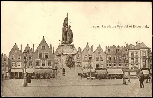 Postkaart Brügge Brugge Bruges Statue  1915  feldpoststempel Matrosenregiment