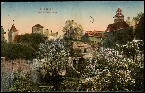 Ansichtskarte Nürnberg Vestnertor - Baumblüte 1913