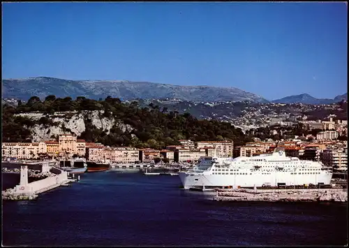 CPA Nizza Nice Hafen Panorama mit Hochsee-Schiff 1975