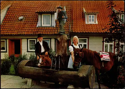 Sankt Andreasberg-Braunlage Pony-Post am Waldarbeiter-Brunnen 1979