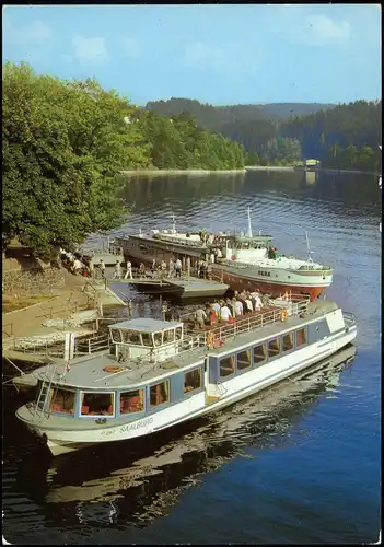 Ansichtskarte Saalburg-Ebersdorf (Saale) Bootsanlegestelle mit Dampfer 1987
