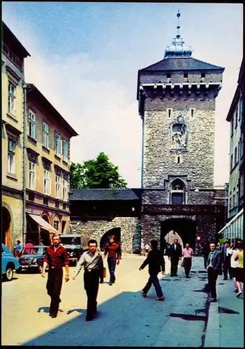 Postcard Krakau Kraków Brama Floriańska (XIV w.) - belebt 1970