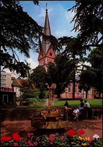 Ansichtskarte Bad Honnef Kirche, Park, Brunnen 1988