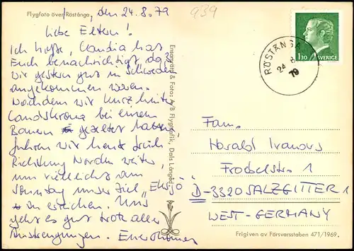 Postcard Röstånga Luftbild 1979