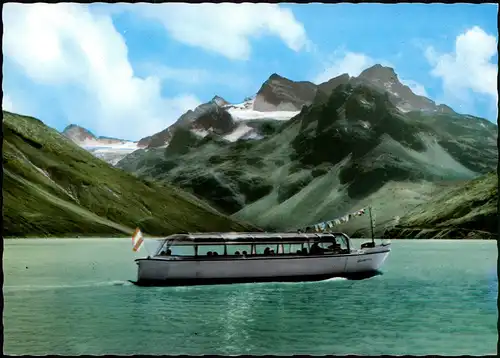 Ansichtskarte Galtür Silvretta - Vorarlberg, Oberer Stausee Ausflugsboot 1971