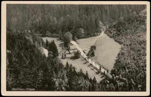 Olbernhau Panorama-Ansicht; Haus aus der Vogelschau, Erzgebirge 1930