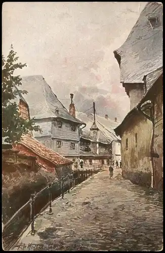 Künstlerkarte Stadtidyll nach Original-Aquarell von Prof. Alb. Hertel 1913