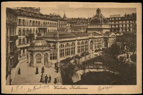 Ansichtskarte Wiesbaden Kochbrunnen 1919