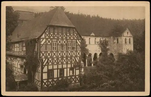 Ansichtskarte Paulinzella-Stadtilm Ortsansicht mit Fachwerk-Gebäude 1920
