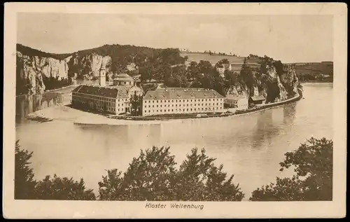 Ansichtskarte Kelheim Kloster Weltenburg aus der Vogelschau-Perspektive 1920