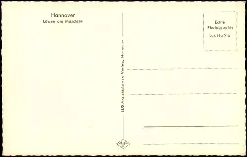 Ansichtskarte Hannover Löwen am Maschsee 1950