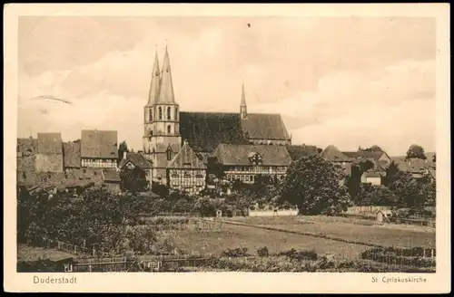Ansichtskarte Duderstadt Partie an der St. Cyriakus-Kirche 1932