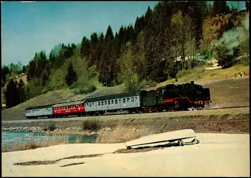 Personenzug-Lokomotive 24 009 vor EK-Sonderzug beim Alpsee Allgäu 1973