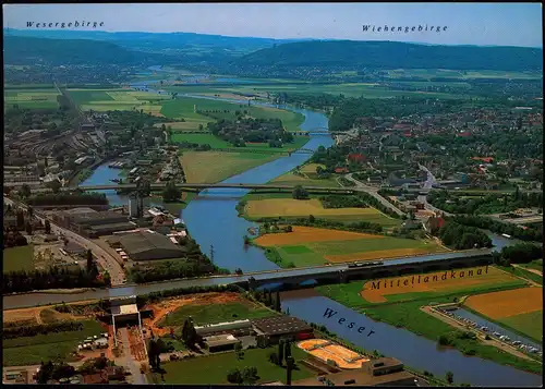 Ansichtskarte Minden Luftbild 1992  Bordstempel MS Poseidon